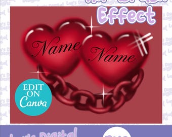 Red Heart Airbrush PNG File, 90s Chicano Style (Editable on Canva)