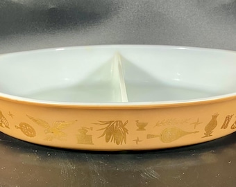 Vintage Pyrex Early American Divided Casserole Dish