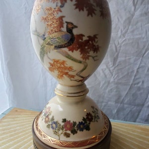Kitano Japanese Porcelain Lamp Hand-painted and Crackle Glazed
