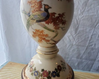 Kitano Japanese Porcelain Lamp Hand-painted and Crackle Glazed