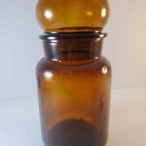 Vintage Bubble Top Amber Glass Canister Apothecary Jar