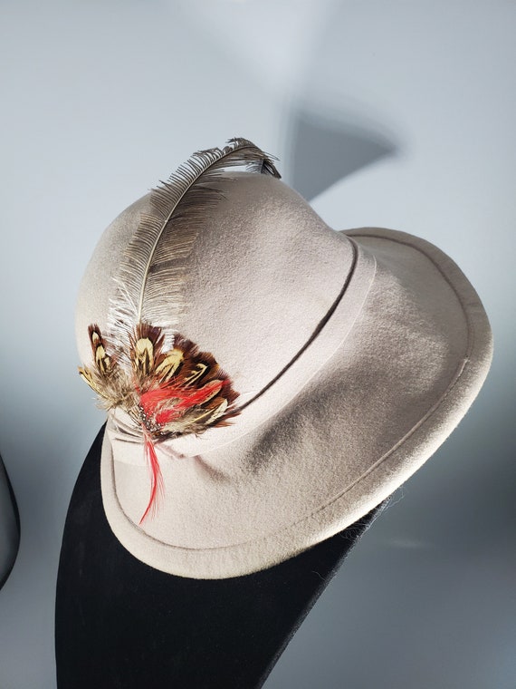 Betmar Vintage Felt Hat with Feather Embellishment