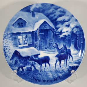 1971 Kaiser Blue Porcelain Christmas Plate Silent Night IOB