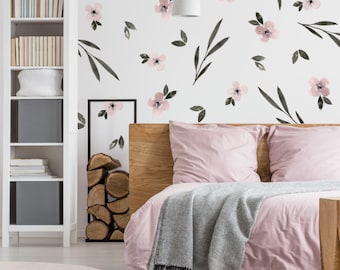 Dusty Rose Blumen Wandtattoos
