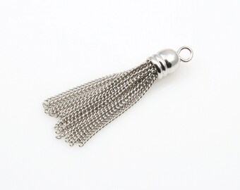 2 X Tibetan Silver TASSEL LARGE LOOP CHAINS 69mm x 12mm Charms Pendants