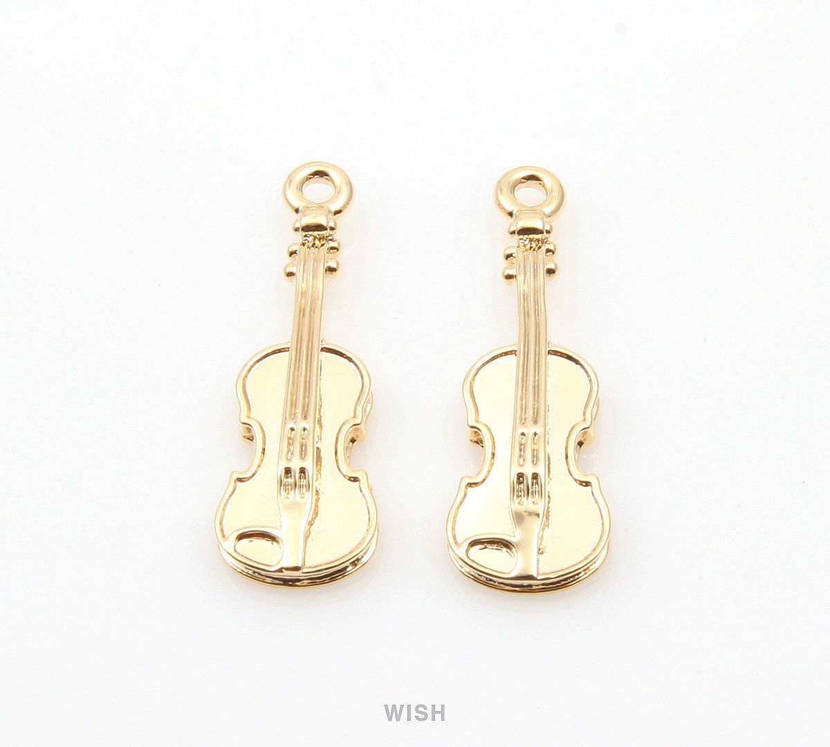 Violin Pendants in Gold Musical Instrument Charms / 16k Gold Etsy