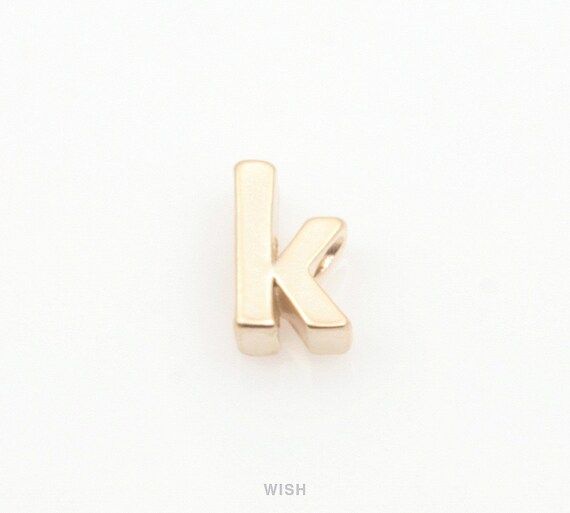 k Small Letter k  Alphabet  Initial  Letters  Words  4.2mm x 7.2mm  MMG-002-B Lower Case Letter k in Matte Gold
