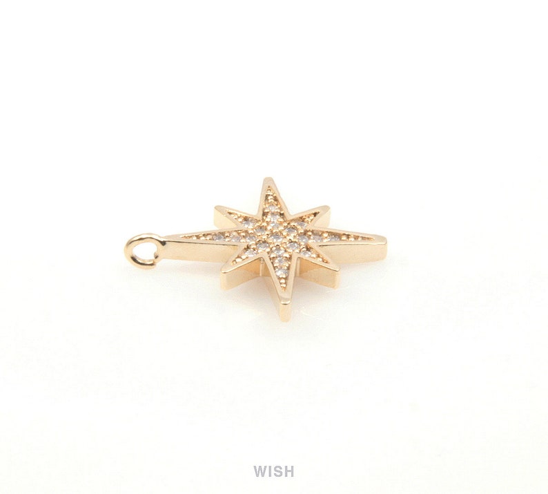 1 piece The North Star Cubic Zirconia Pendants in Gold the Lodestar Charms 16k Gold Cubic Zirconia 15mm x 18mm CG-043-P