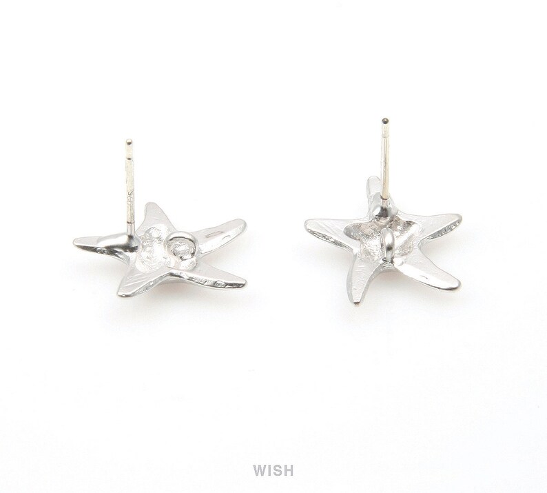 Starfish Ear Studs Matte Silver Starfish Starfish Stud Earrings 15mm x 14mm MMRH-311-E Starfish Stud Earrings in Matte Rhodium