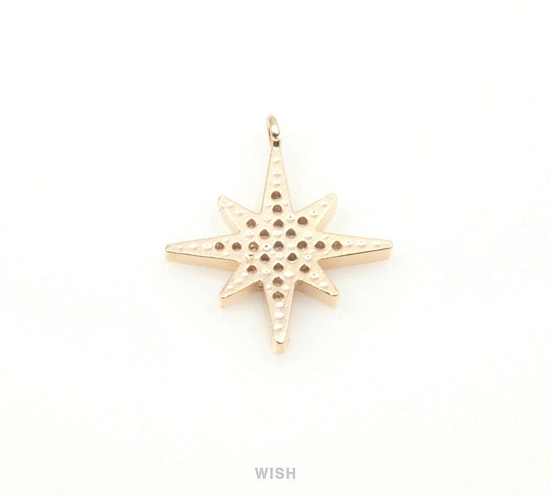 1 piece The North Star Cubic Zirconia Pendants in Gold the Lodestar Charms 16k Gold Cubic Zirconia 15mm x 18mm CG-043-P