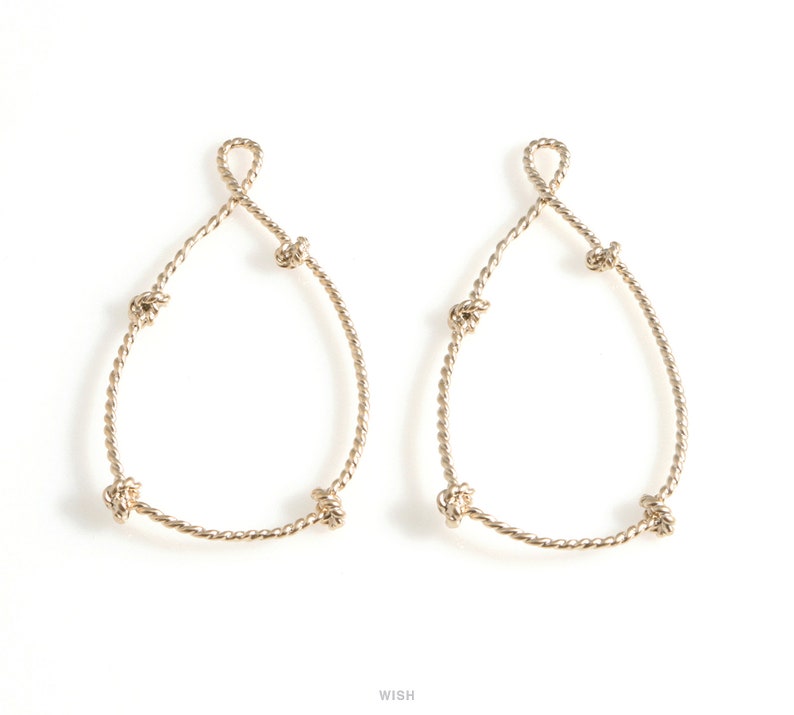 Open Teardrop with Knots Charm Drop Open Drop Knot Teardrop 24mm x 41mm MMG-619-P Open Drop with Knots Pendant in Matte Gold