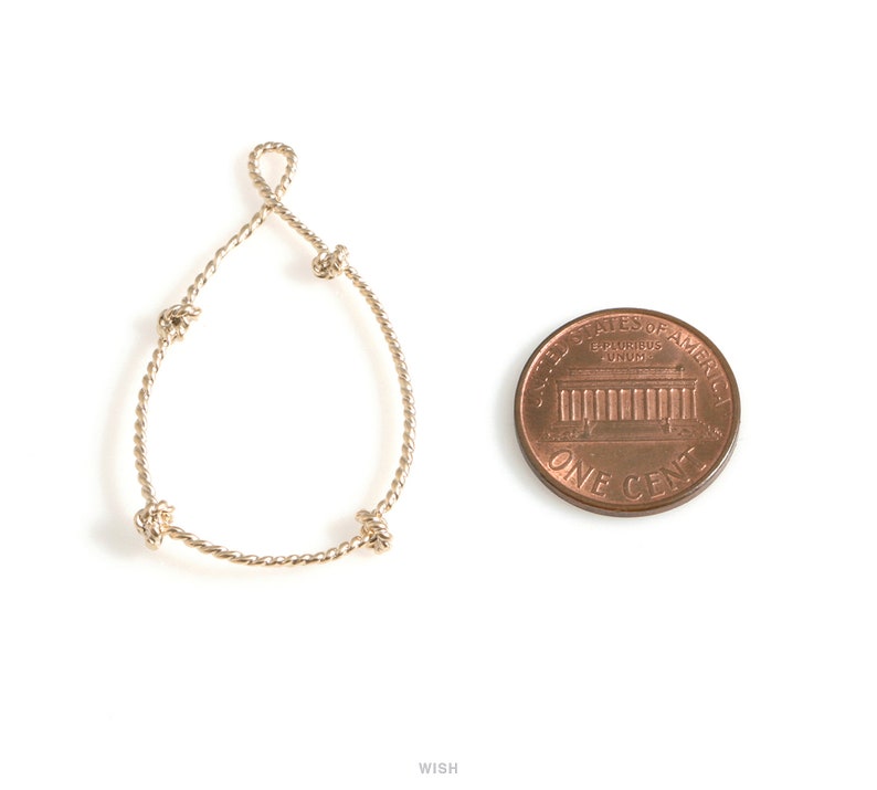 Open Teardrop with Knots Charm Drop Open Drop Knot Teardrop 24mm x 41mm MMG-619-P Open Drop with Knots Pendant in Matte Gold