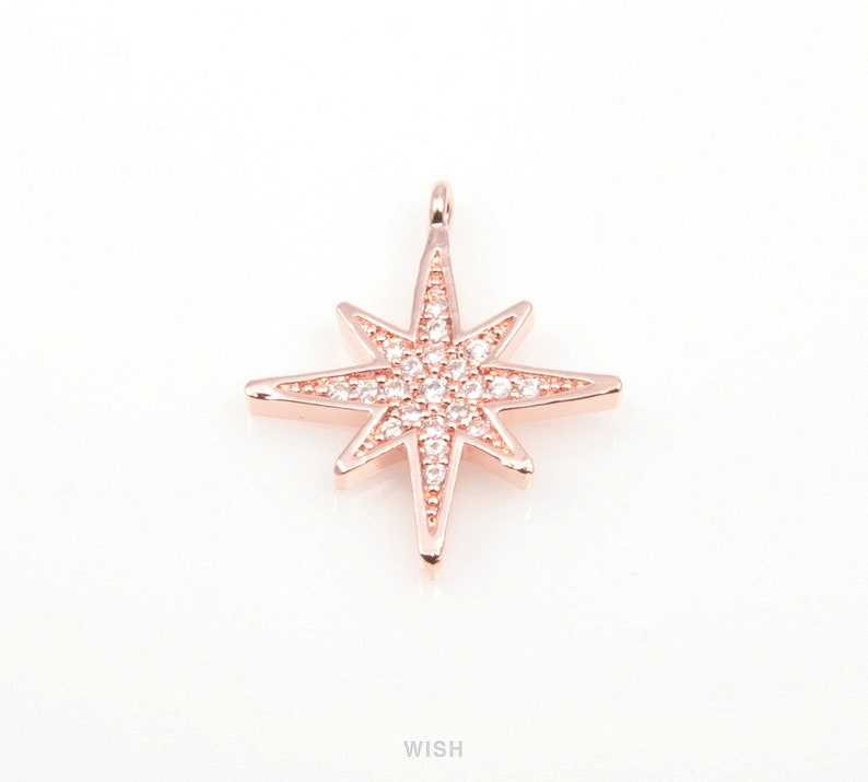 1 piece The North Star Cubic Zirconia Pendants in Gold the Lodestar Charms 16k Gold Cubic Zirconia 15mm x 18mm CG-043-P