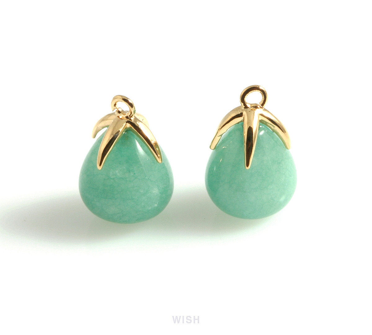Jade Teardrop Gemstone Charm in Gold Amazonite Gemstone Etsy