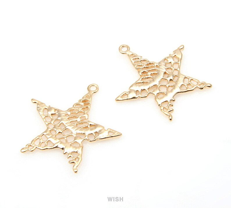 Star Charm Matte Silver Star Star Jewelry Star Necklace Star Earrings 25mm x 25mm MMRH-295-P Star Pendant in Matte Rhodium