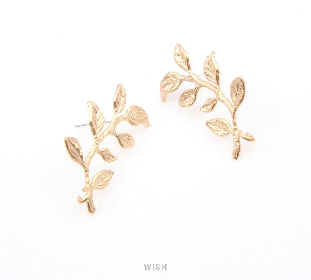 Leaves and Branch Stud Earrings in Matte Gold Branch Ear - Etsy