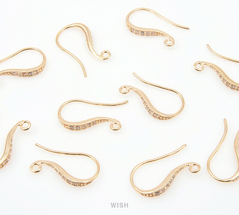 4 Pcs 5 Cubic Zirconia Ear Hook in Gold Cubic Zirconia Ear Etsy