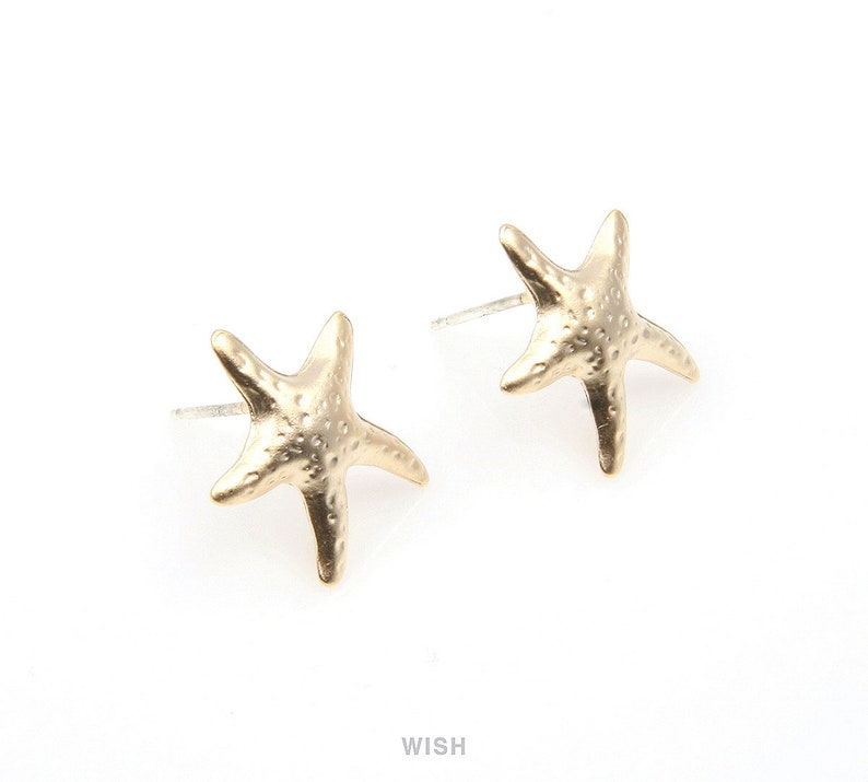 Starfish Ear Studs Matte Silver Starfish Starfish Stud Earrings 15mm x 14mm MMRH-311-E Starfish Stud Earrings in Matte Rhodium