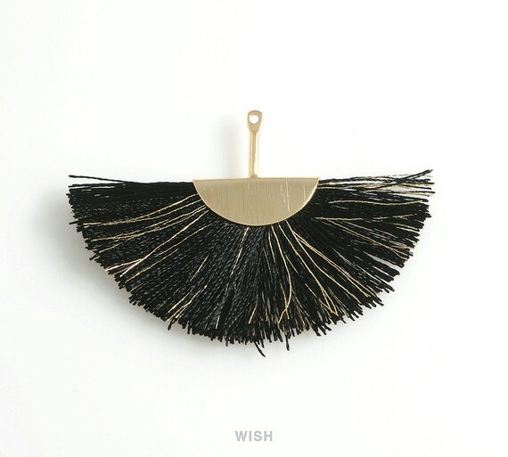 Halbkreis Schwarz Gold Faden Quaste In Gold Halbrunde Etsy