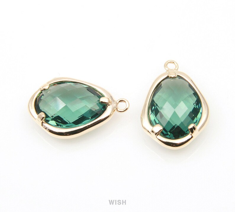 Framed Pendant Birthstone Teardrop Verdelite 12mm x 18mm GGTRH-085-P Green Tourmaline Faceted Glass Charms in Rhodium