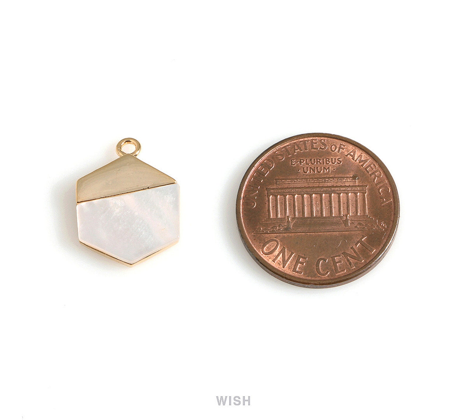 Mother of Pearl Hexagon Charm in Gold Pearl Hexagon Pendant / Etsy