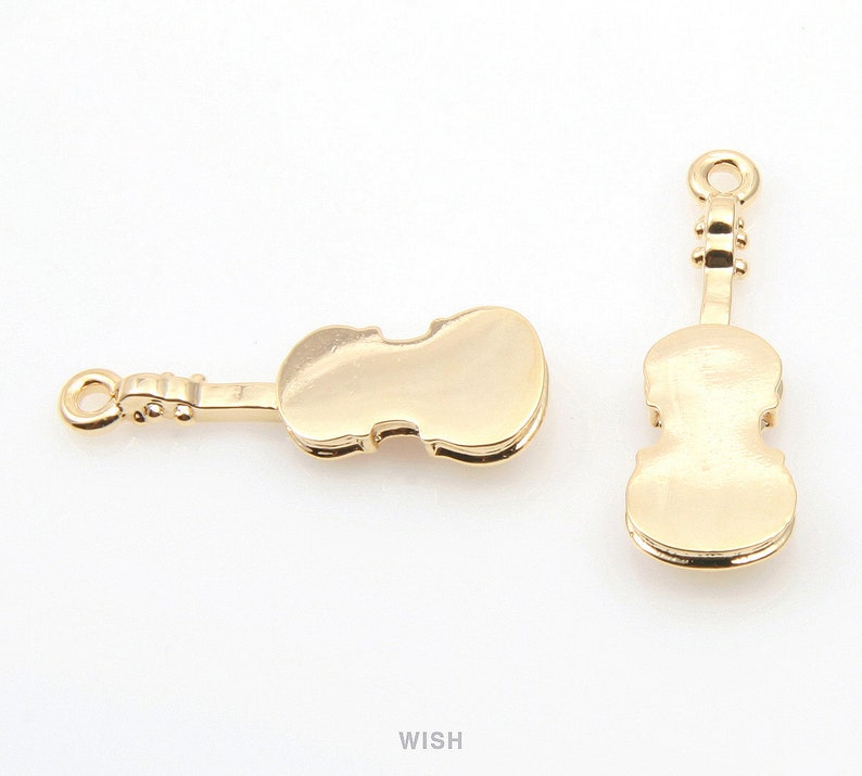 Violin Pendants in Gold Musical Instrument Charms / 16k Gold Etsy