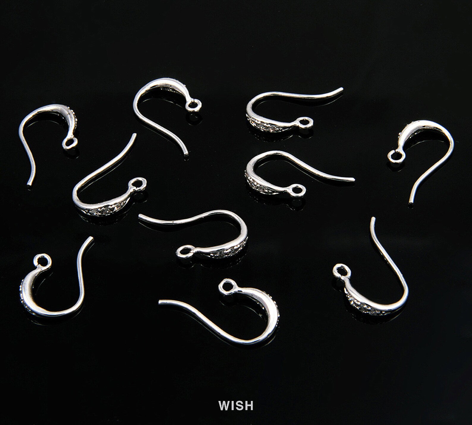 3 Cubic Zirconia Ear Hooks in Gold CZ French Hook Earrings / Etsy