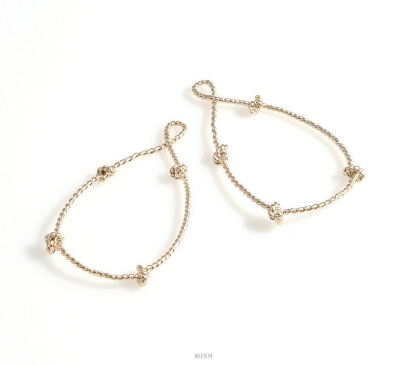 Open Teardrop with Knots Charm Drop Open Drop Knot Teardrop 24mm x 41mm MMG-619-P Open Drop with Knots Pendant in Matte Gold