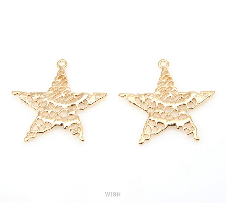 Star Charm Matte Silver Star Star Jewelry Star Necklace Star Earrings 25mm x 25mm MMRH-295-P Star Pendant in Matte Rhodium