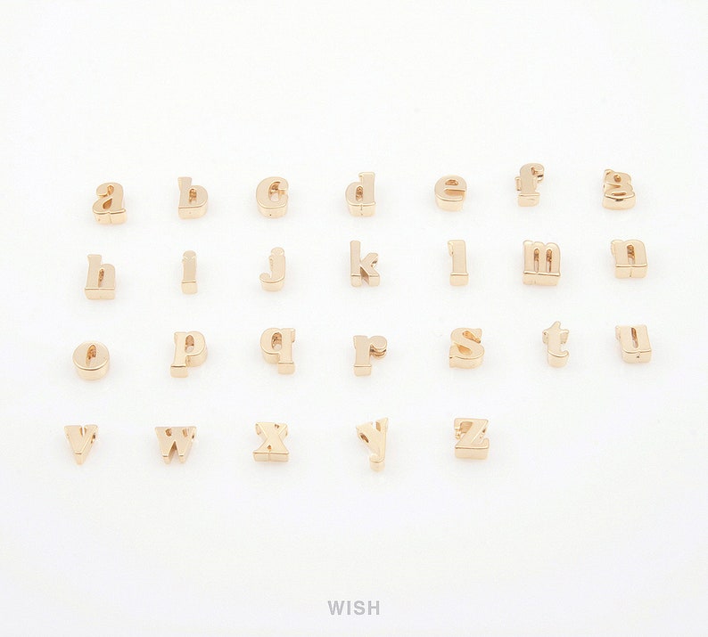 k Small Letter k Alphabet Initial Letters Words 4.2mm x 7.2mm MMG-002-B Lower Case Letter k in Matte Gold