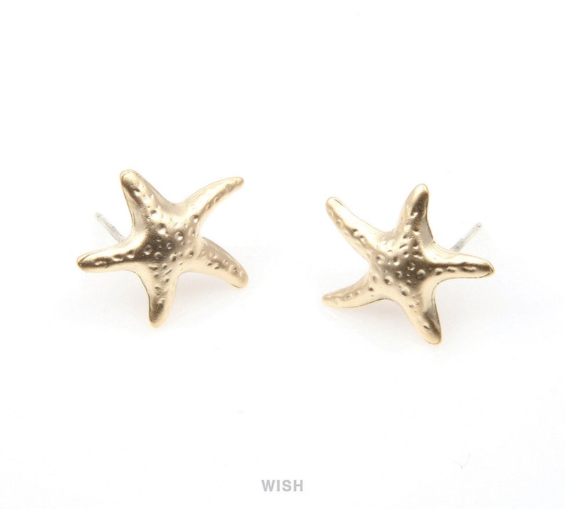 Starfish Ear Studs Matte Silver Starfish Starfish Stud Earrings 15mm x 14mm MMRH-311-E Starfish Stud Earrings in Matte Rhodium