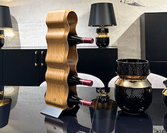 Botellero y soporte para botellas hecho a mano: ideal como regalo de aniversario o Navidad.