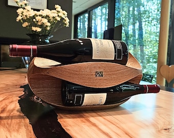 Botellero y soporte para botellas hecho a mano: ideal como regalo de aniversario o Navidad.