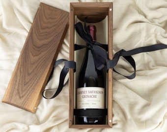 Caja de vino de madera, regalo único para mujeres, regalo de agradecimiento, regalo de cumpleaños hecho a mano y regalo de aniversario