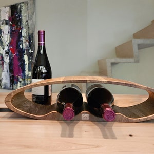 Wine Rack for 4 Bottles Minimalist Home Decor Elegant Natural Wood Design Perfect Anniversary Gift image 1