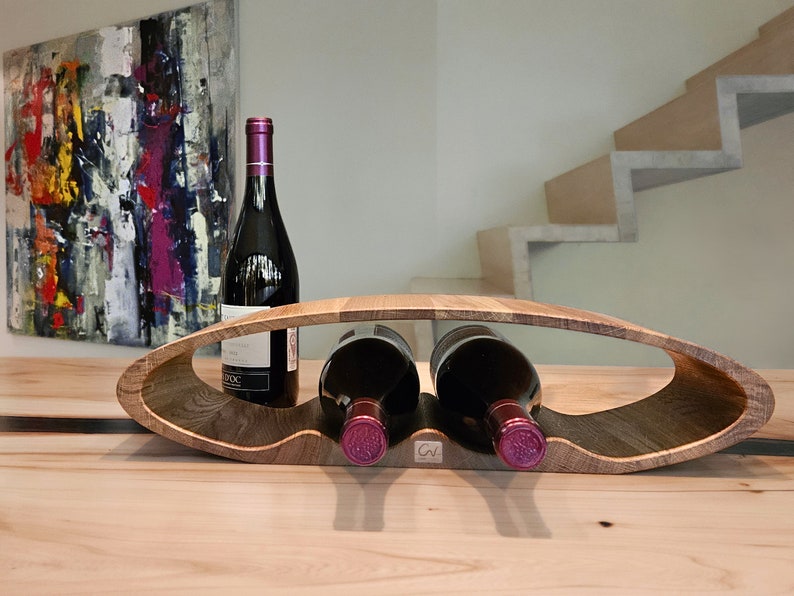 Wine Rack for 4 Bottles Minimalist Home Decor Elegant Natural Wood Design Perfect Anniversary Gift image 1