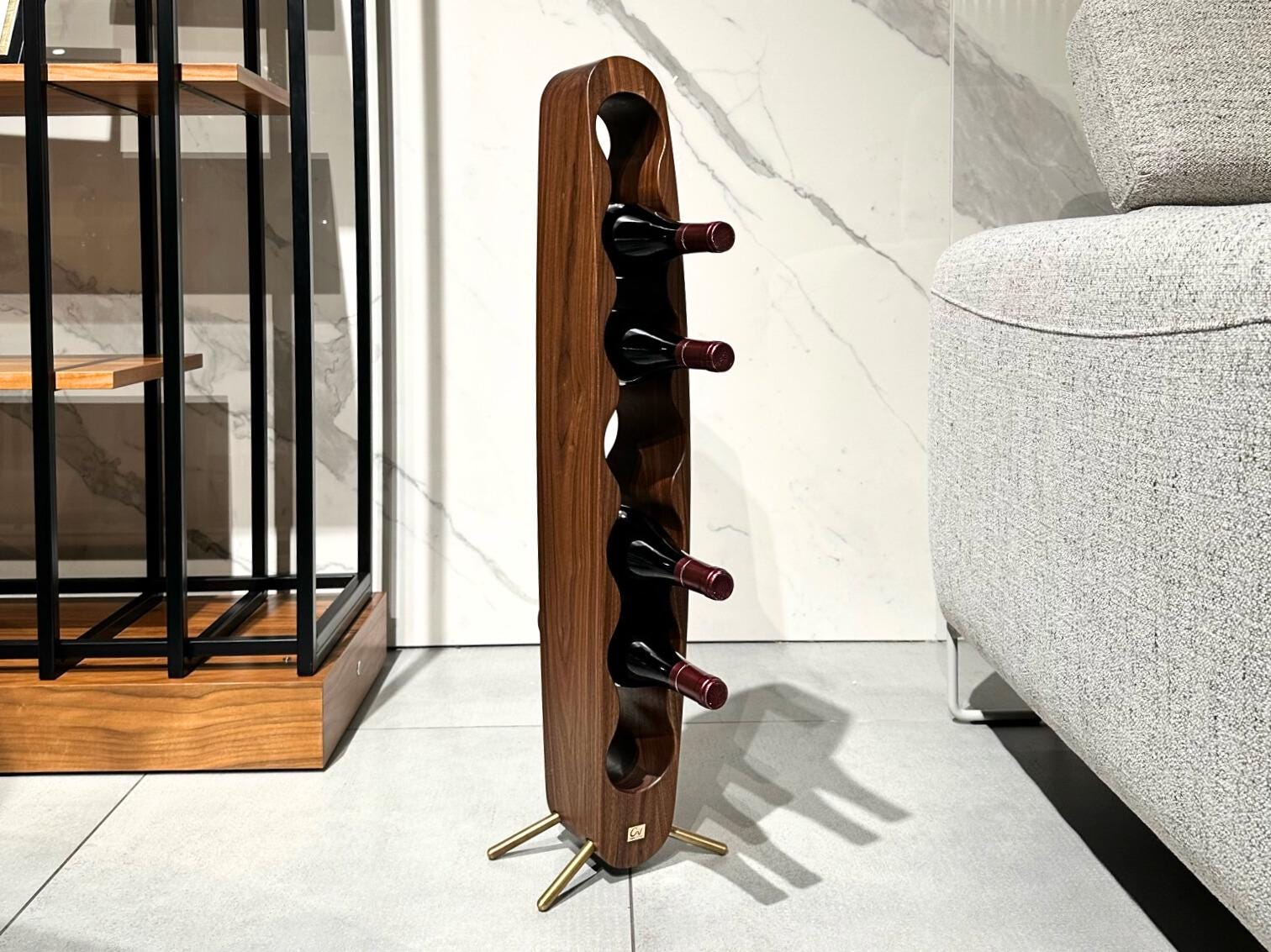Wine Rack Modern Minimalist Wine Storage Eco-Friendly Handcrafted Wine Holder for 7 Bottles