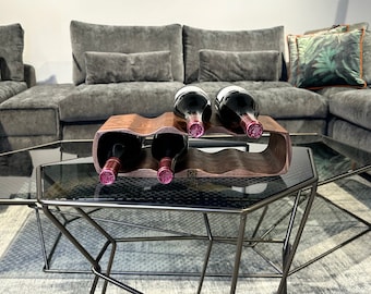 Botellero de madera hecho a mano, regalo de aniversario, regalo de inauguración de la casa, decoración del hogar, formas de madera