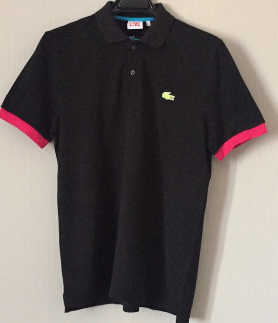 Lacoste polo/black and neon crocodile 