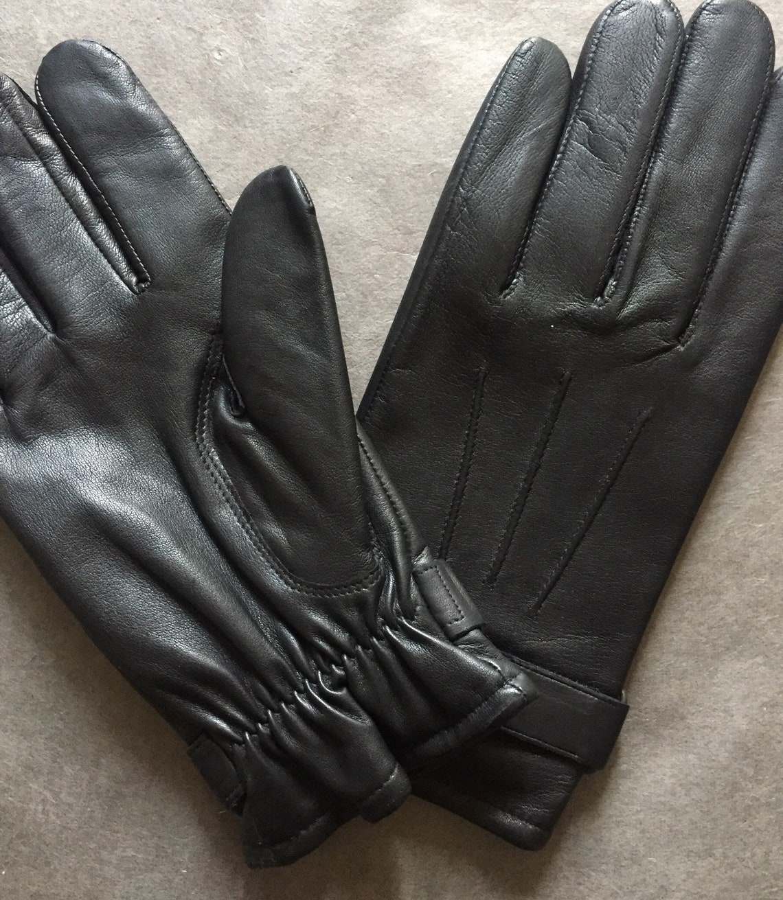 Men's Leather Gloves/black Leather Gloves for Winter/warm Etsy