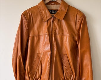 Vintage 1970s Brown Leather Jacket by Adom of London | Unisex | M/L
