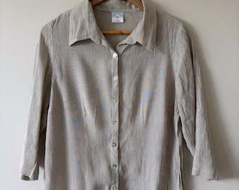 Blouse années 90 de Real Clothing Co. | rayé vintage à manches 3/4 | Chemise décontractée rétro
