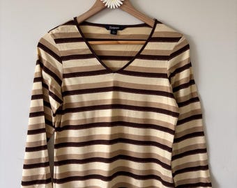 1990s Rockmans Striped Top | Shimmery Stripe Vintage Tee | 90s Mom Style