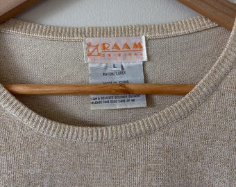 Raam Original Gold Shimmer Top | Vintage 1980s Long Sleeve | 80s Glam Retro