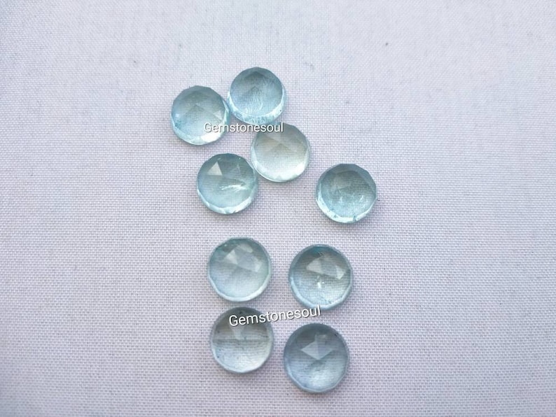 Natural Aquamarine Round aaa Quality Cabochon Rose Cut 8 mm 1 Pcs