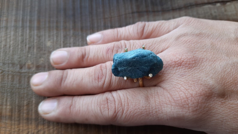 Apatite Women Ring 925 Silver Ring Raw Apatite Natural Apatite Ring Gemstone Ring