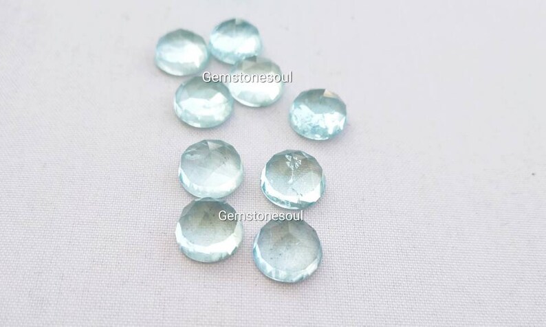 Natural Aquamarine Round aaa Quality Cabochon Rose Cut 8 mm 1 Pcs