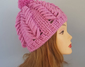 pink hat women, pink knit hat,pink hand-knit hat,handmade knit hat,winter hat ,winter hat,winter hat woman