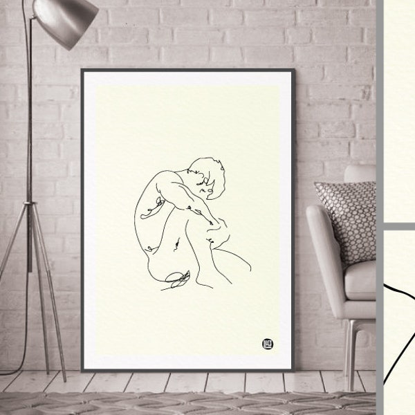 Hombre Desnudo Amor - Bellas Artes Italianas Repro Impresión Giclée Regalo Ilustración Decoración Casa Pared Arte Artístico Masculino Clásico