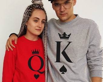 Sweat à capuche roi reine Sweat avec couronne Cadeau cadeau Saint Valentin